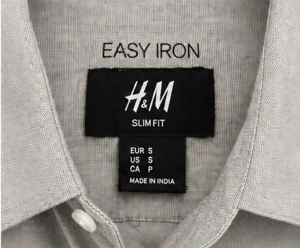 H&M Easy Iron Slim Fit grijs hemd - Maat S – photo 3